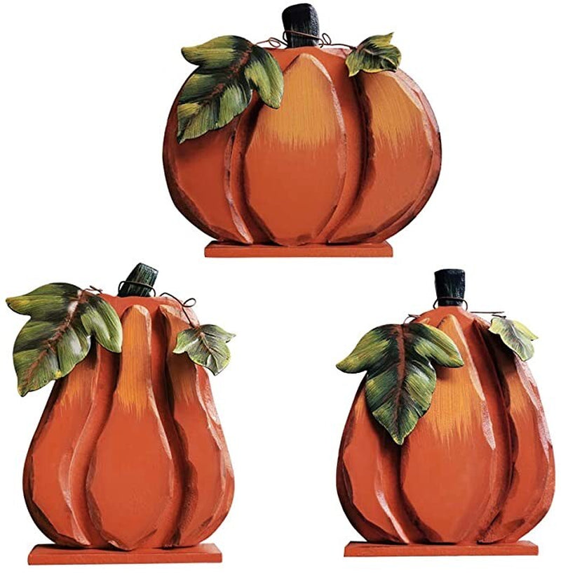 Wood Pumpkin Decor Rustic - Wooden Pumpkin Decoration for Fall Harvest