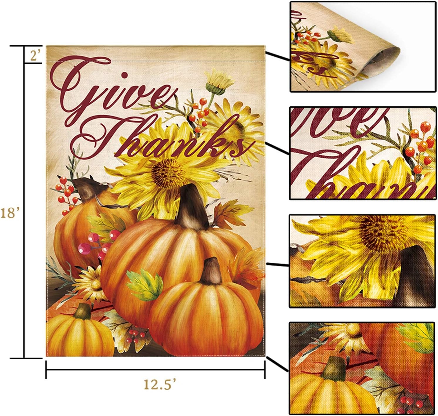 Thanksgiving Garden Flag 12 X 18 Prime Burlap Pumpkin Decorations Outdoor Fall Decor