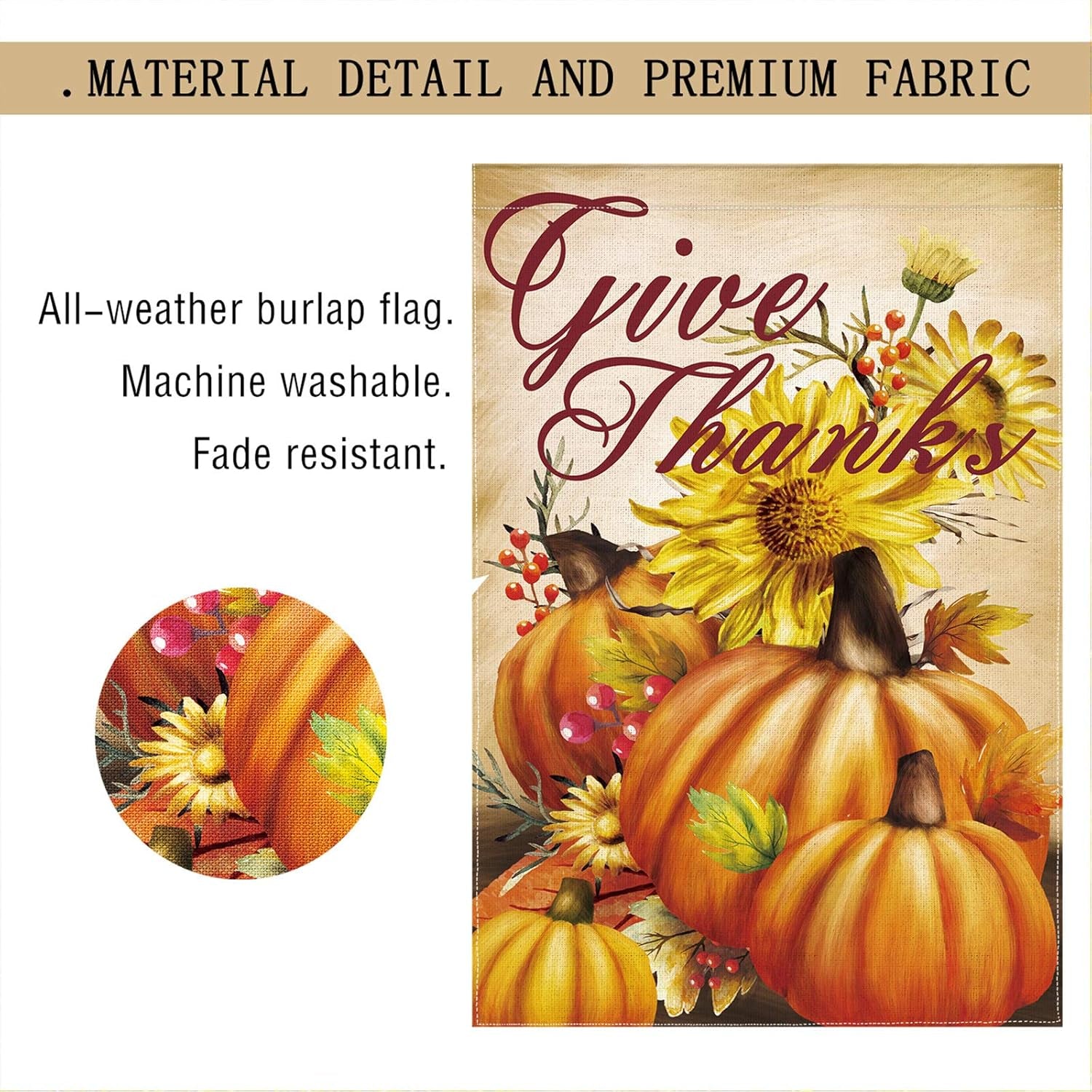 Thanksgiving Garden Flag 12 X 18 Prime Burlap Pumpkin Decorations Outdoor Fall Decor