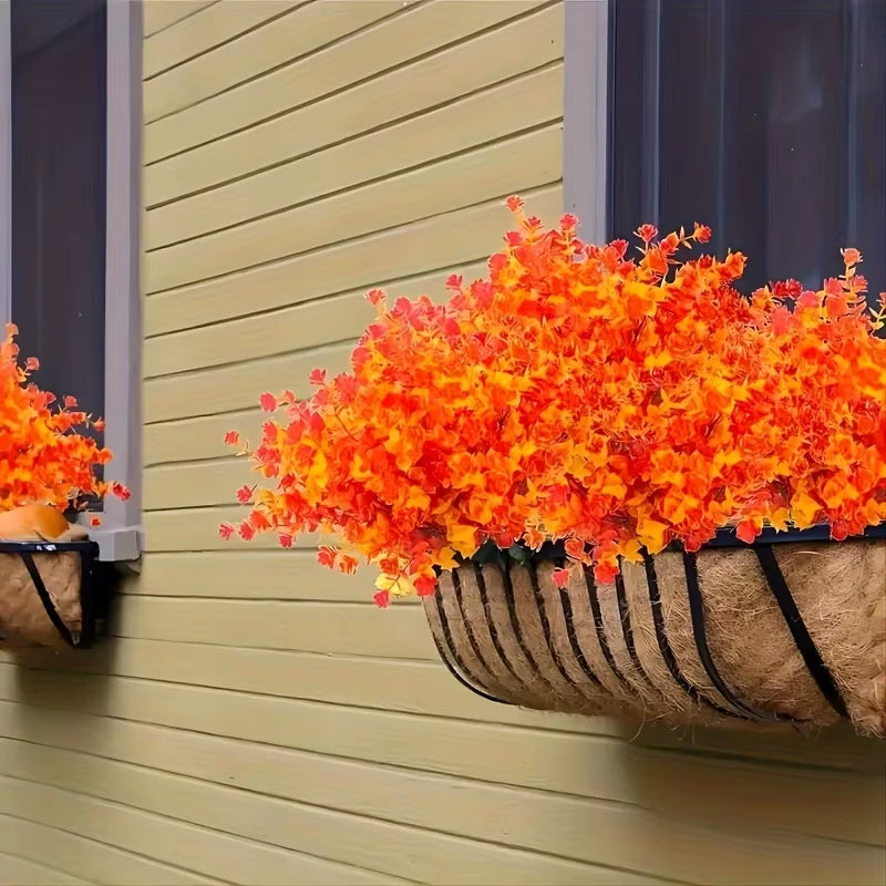 4Pcsartificial Autumn Flowers, Fake Outdoor UV Resistant Fall Plants for Home Kitchen Christmas Thanksgiving Fall Decor, Home