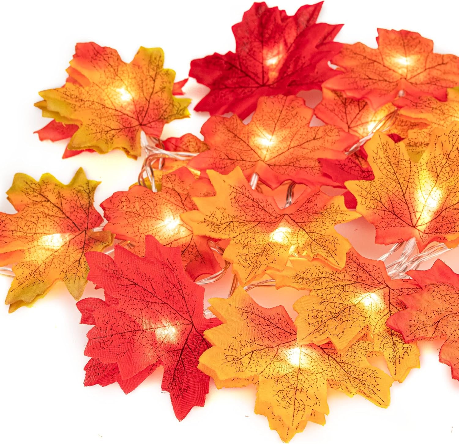 Fall Decor Maple Leaves String Light, Waterproof Thanksgiving Decorations Fall Seasonal Lights 3AA Battery Powered Lighted Garland for Holiday Party Indoor Outdoor Halloween Thanksgiving Decor