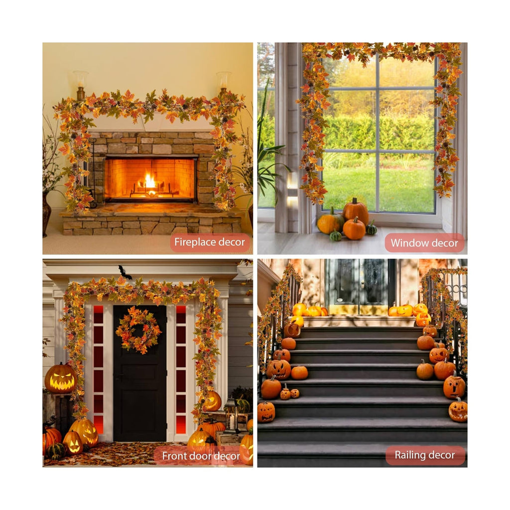 Artgar Fall Maple Leaf Garland, 6 Ft Fall Decor Garland with Pine Cones Berri...