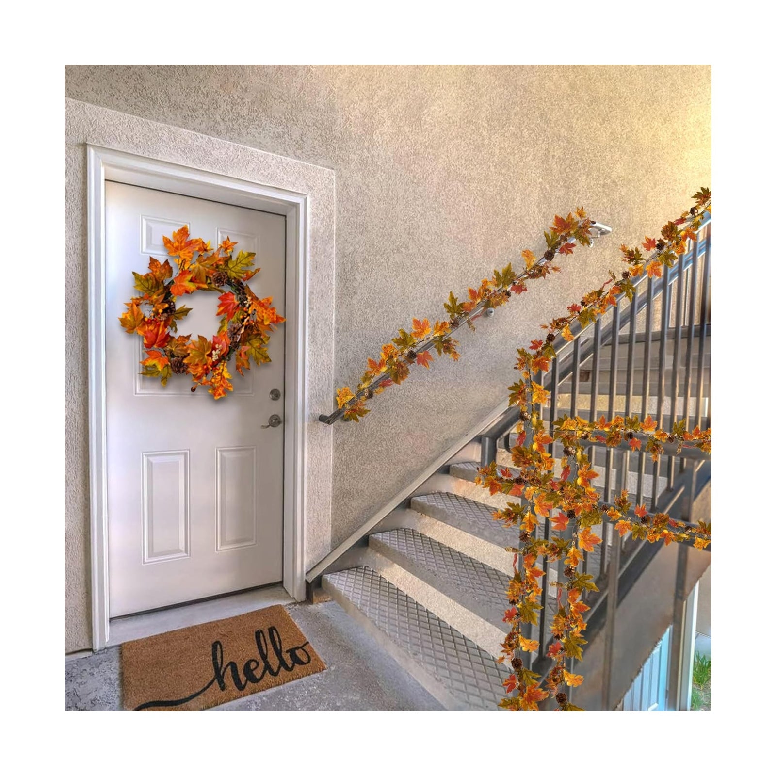 Artgar Fall Maple Leaf Garland, 6 Ft Fall Decor Garland with Pine Cones Berri...
