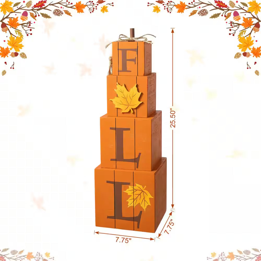 25.5 In. H Halloween and Fall Wood Reversible Boxed Porch Decor