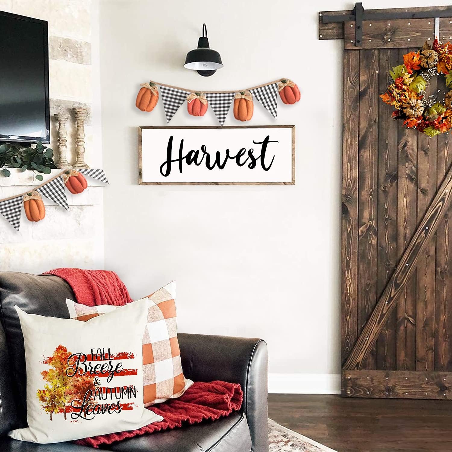 Fall Decor Pillow Covers 18X18 Pumpkin Gnome Turkey Leave Fall Decor Throw Pillow Cases Set of 4 Autumn Farmhouse Thanksgiving Cushion Cover (Fall Leave)