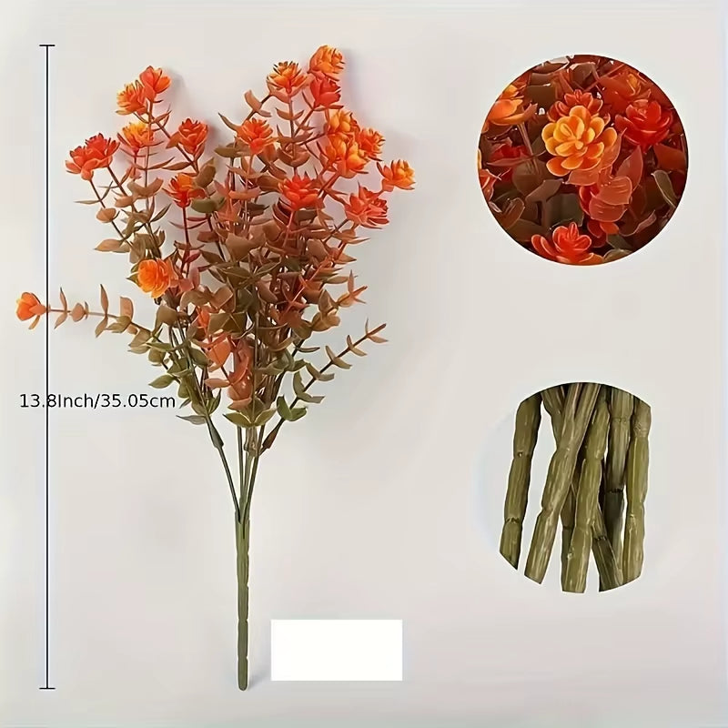4Pcsartificial Autumn Flowers, Fake Outdoor UV Resistant Fall Plants for Home Kitchen Christmas Thanksgiving Fall Decor, Home