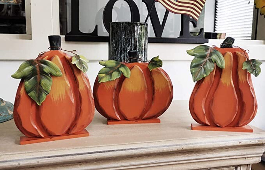 Wood Pumpkin Decor Rustic - Wooden Pumpkin Decoration for Fall Harvest