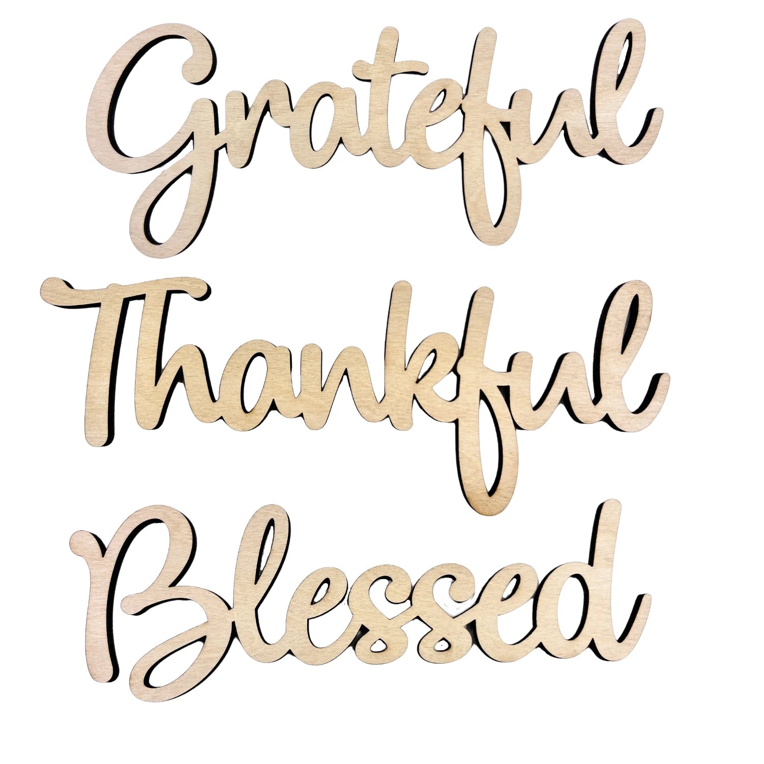 Connected Word Grateful| Thankful| Blessed| 1/4" Birch Wood| Wood Crafts| Home/Fall Decor 22"