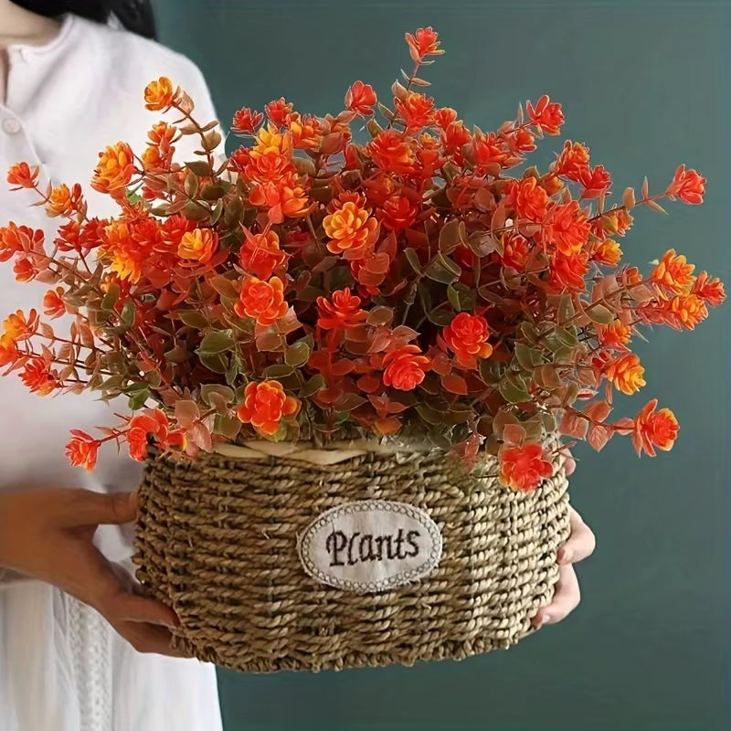 4Pcsartificial Autumn Flowers, Fake Outdoor UV Resistant Fall Plants for Home Kitchen Christmas Thanksgiving Fall Decor, Home