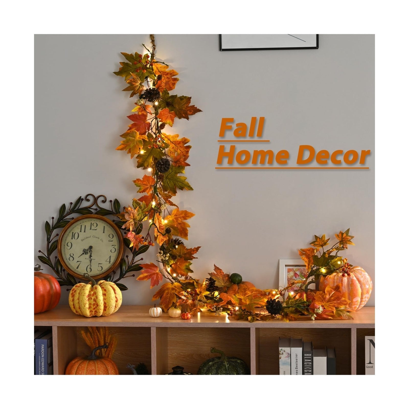 Artgar Fall Maple Leaf Garland, 6 Ft Fall Decor Garland with Pine Cones Berri...