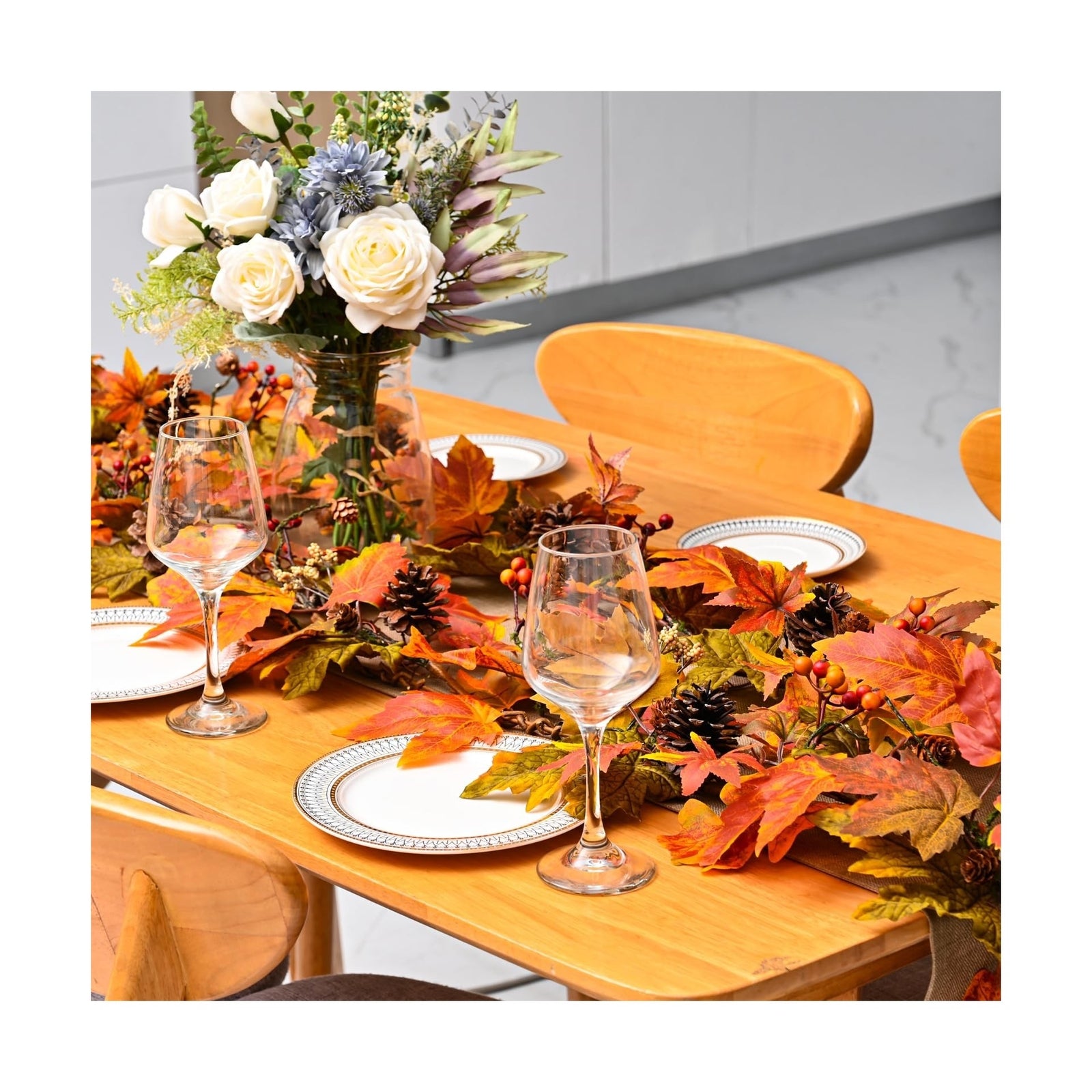 Artgar Fall Maple Leaf Garland, 6 Ft Fall Decor Garland with Pine Cones Berri...