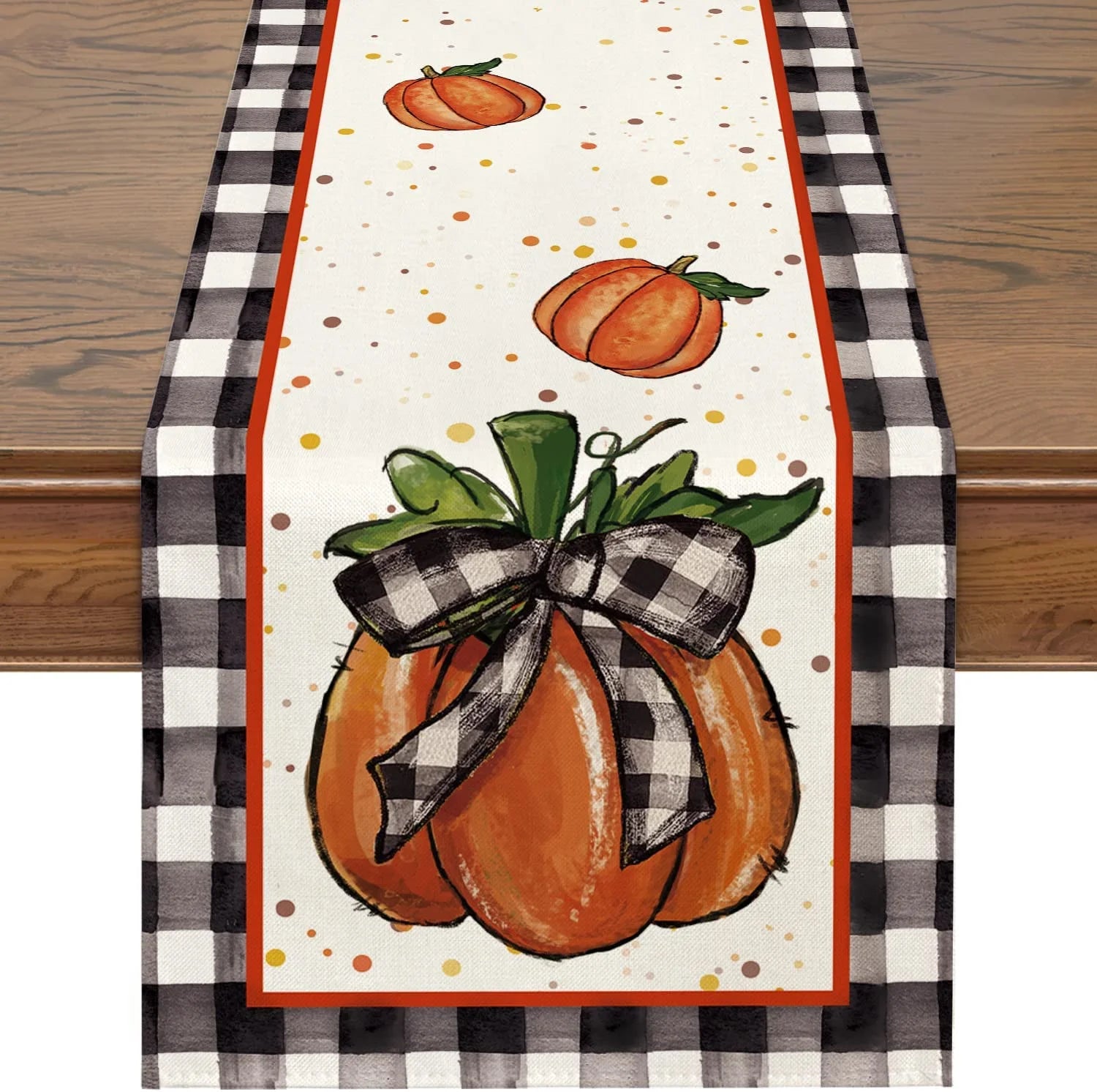 Fall Decor Thanksgiving Table Runner, Pumpkin Fall Leaves Kitchen Decor Linen Burlap Table Runner for Table Seasonal Fall Thanksgiving Holiday Decor Harvest Table Decor (13" X 70")