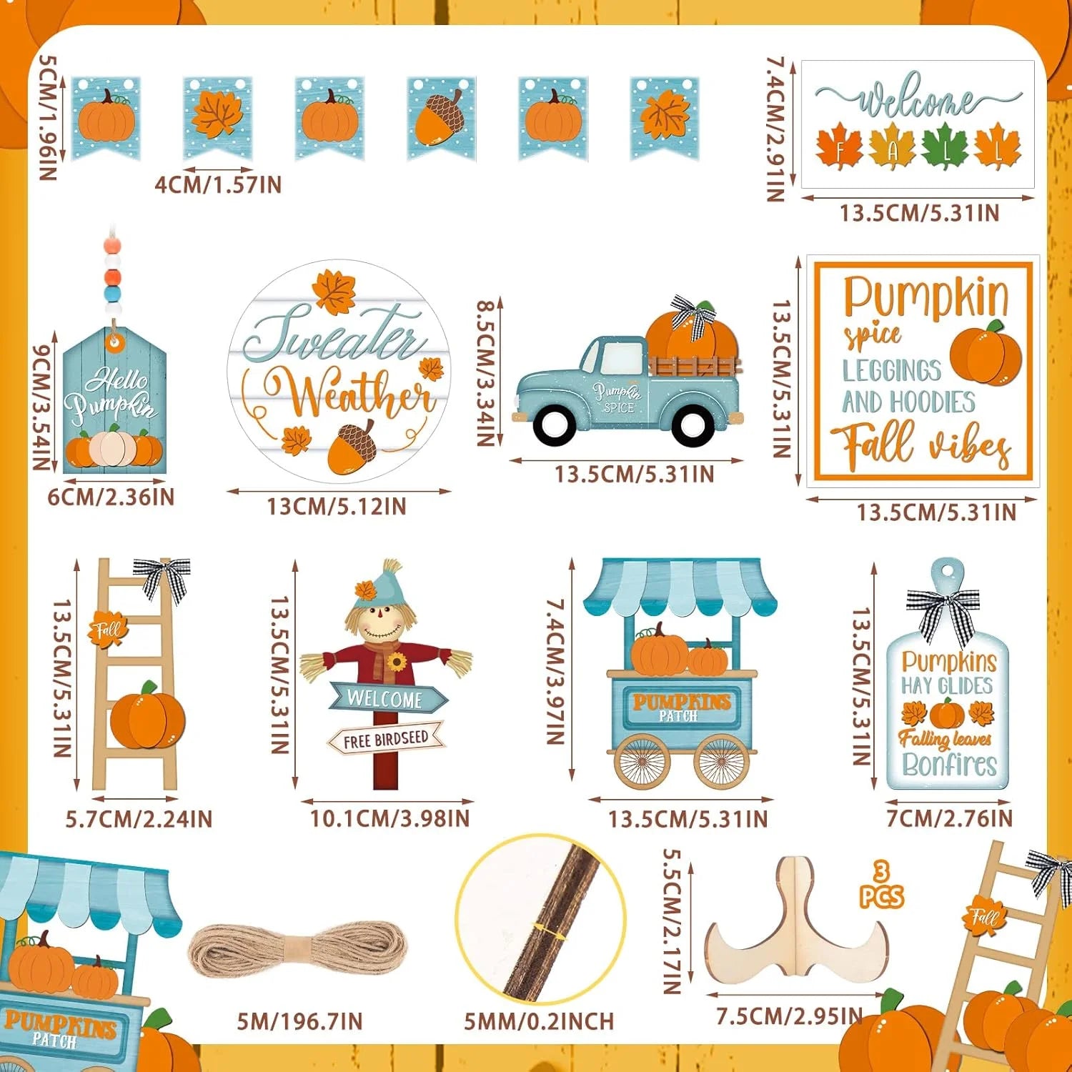 Fall Tiered Tray Decor Thanksgiving Pumpkin Tray Decor Truck Fall Autumn Harvest Wooden Table Decorations Signs for Festival Home Decor