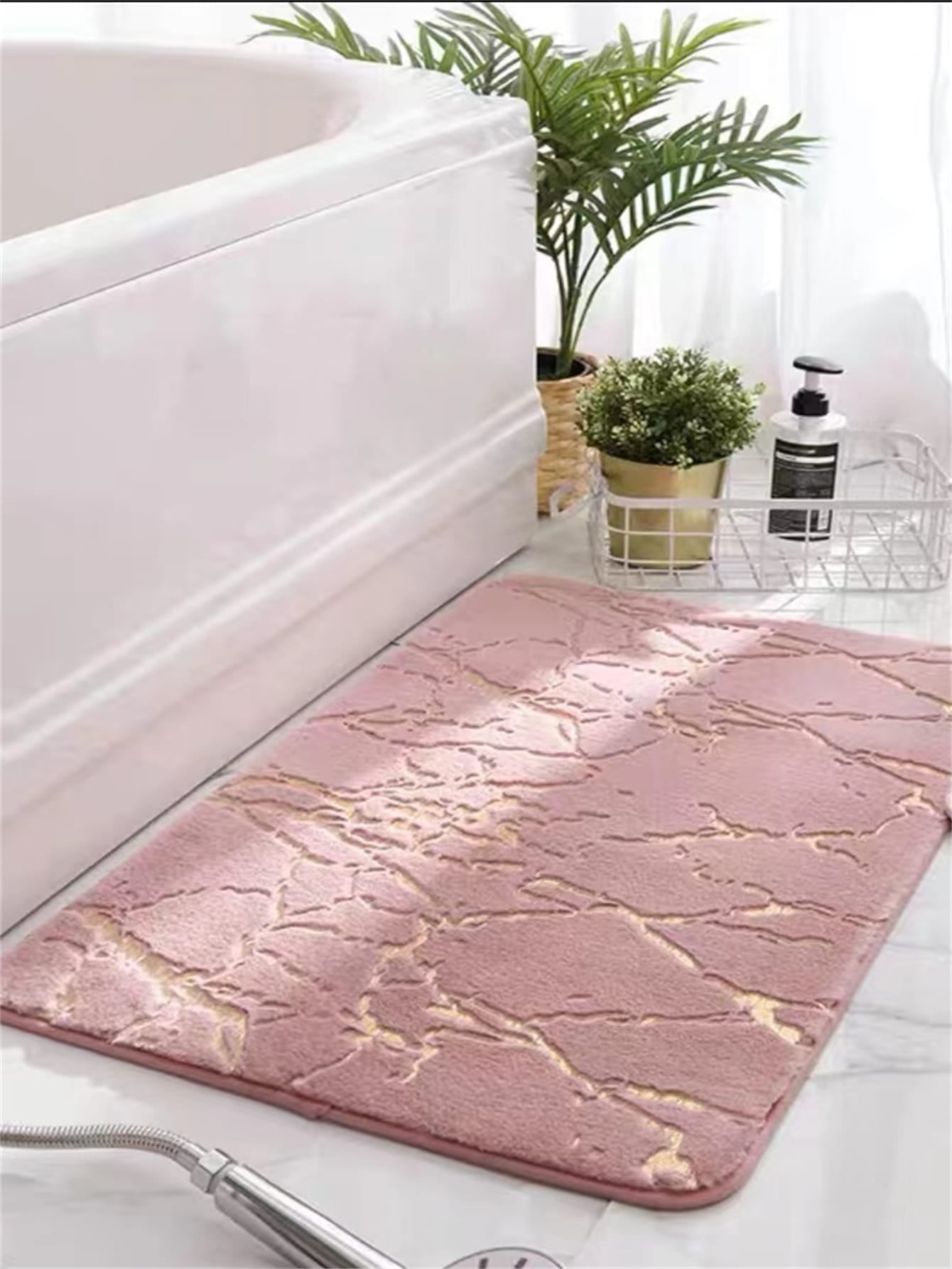 Metallic Detail Bath Rug Home Bathroom Decor Floor Carpet Outdoor Rug Door Mat Fall Decor Bathroom Accessories Back to School Entryway Decor