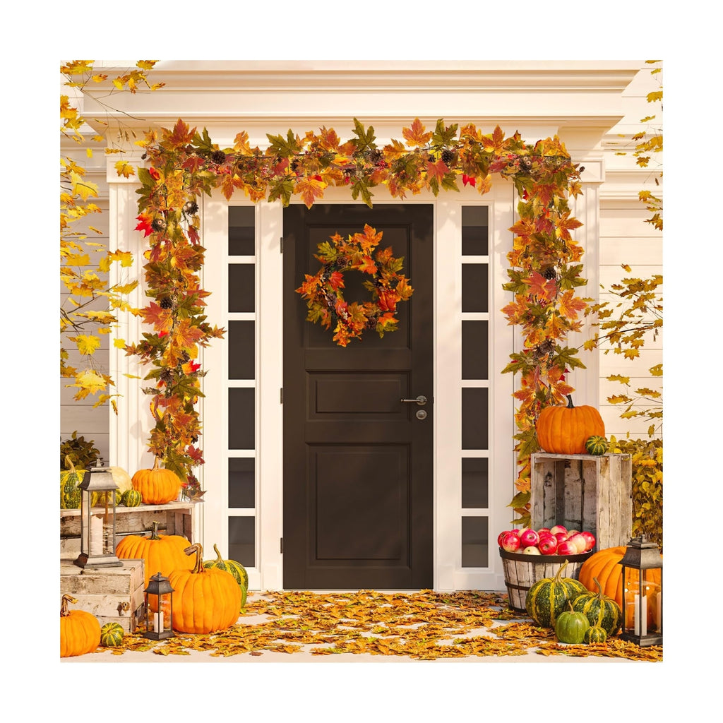 Artgar Fall Maple Leaf Garland, 6 Ft Fall Decor Garland with Pine Cones Berri...