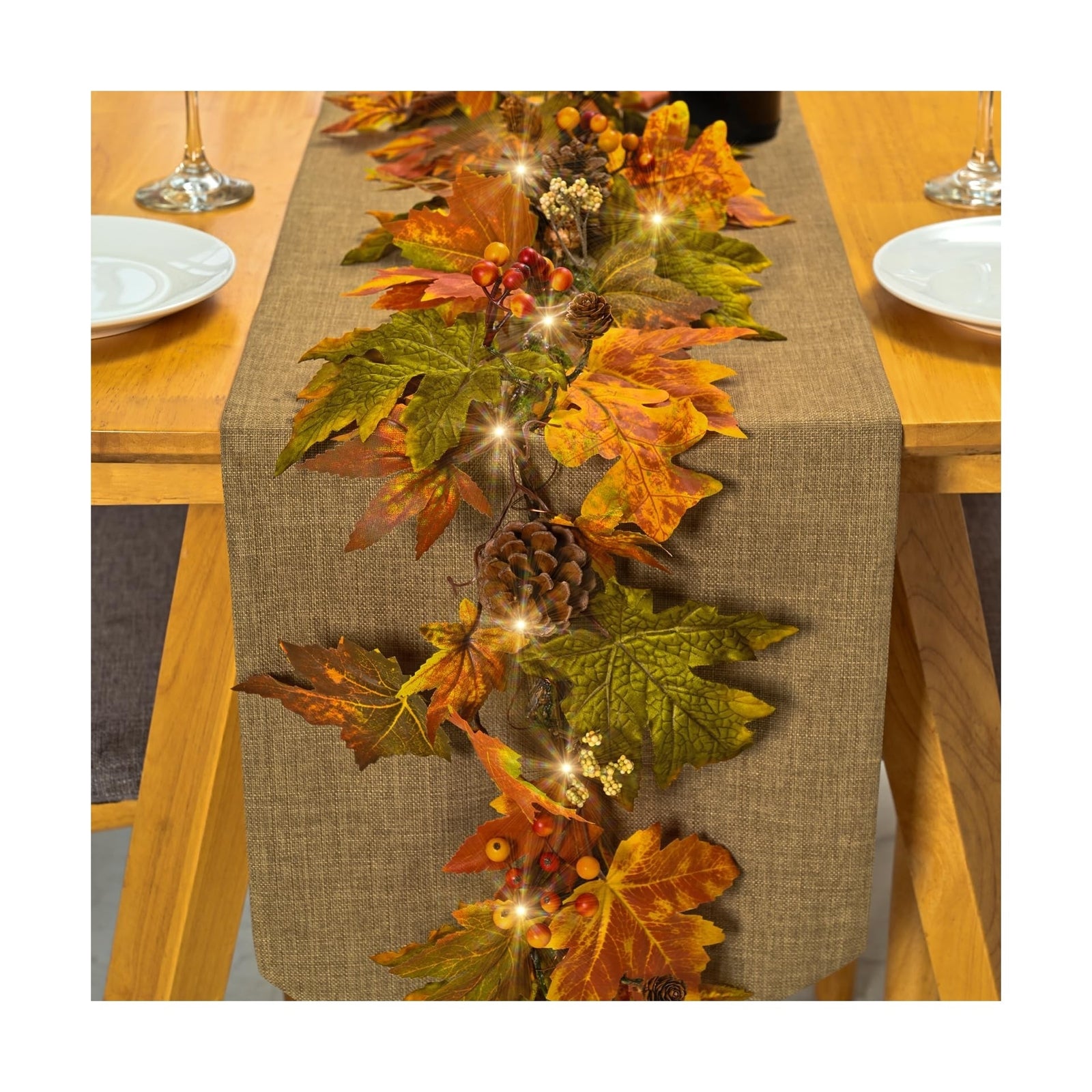 Artgar Fall Maple Leaf Garland, 6 Ft Fall Decor Garland with Pine Cones Berri...