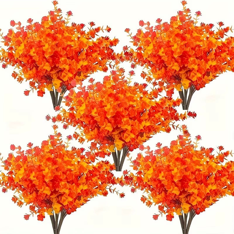 4Pcsartificial Autumn Flowers, Fake Outdoor UV Resistant Fall Plants for Home Kitchen Christmas Thanksgiving Fall Decor, Home