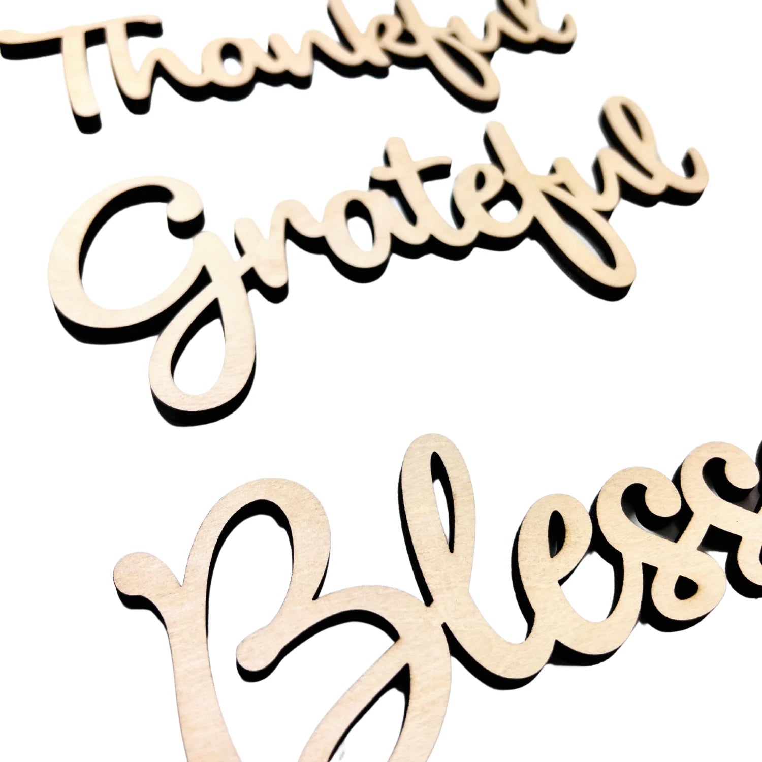 Connected Word Grateful| Thankful| Blessed| 1/4" Birch Wood| Wood Crafts| Home/Fall Decor 22"