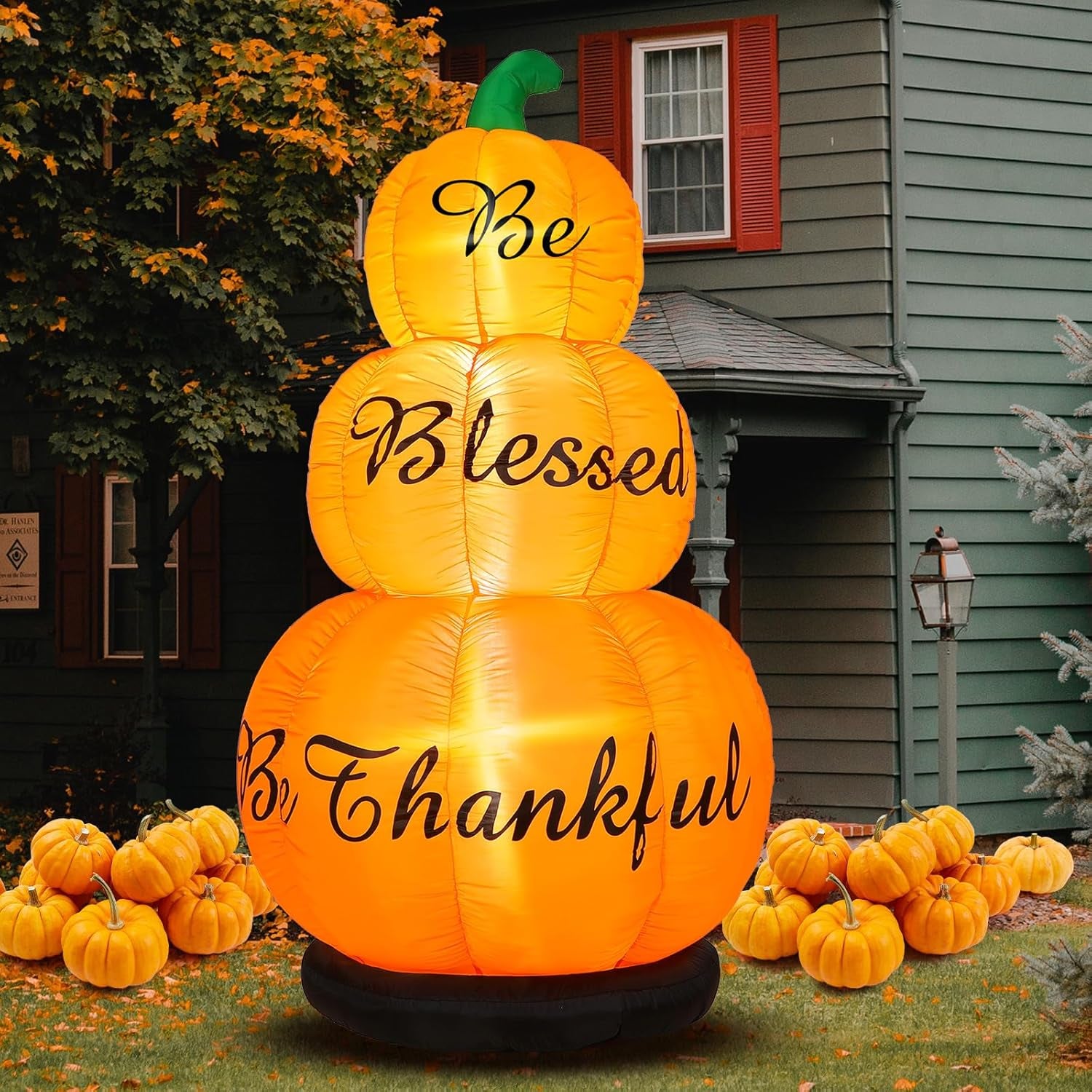 6Ft LED Thanksgiving Pumpkin Inflatable Decoration for Outdoor Fall Decor
