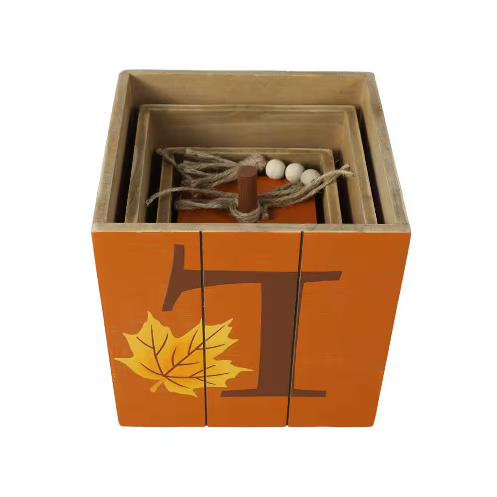 25.5 In. H Halloween and Fall Wood Reversible Boxed Porch Decor