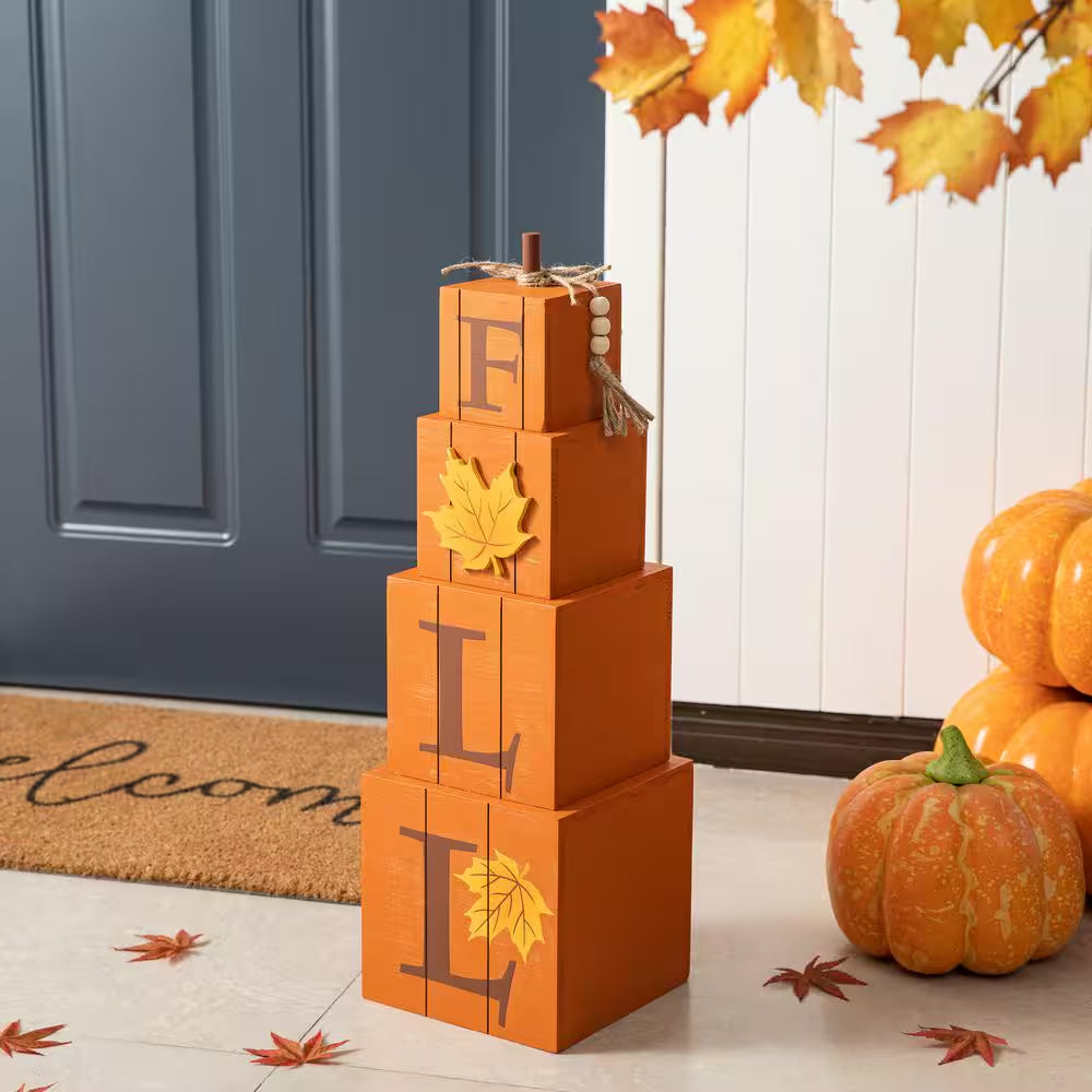 25.5 In. H Halloween and Fall Wood Reversible Boxed Porch Decor