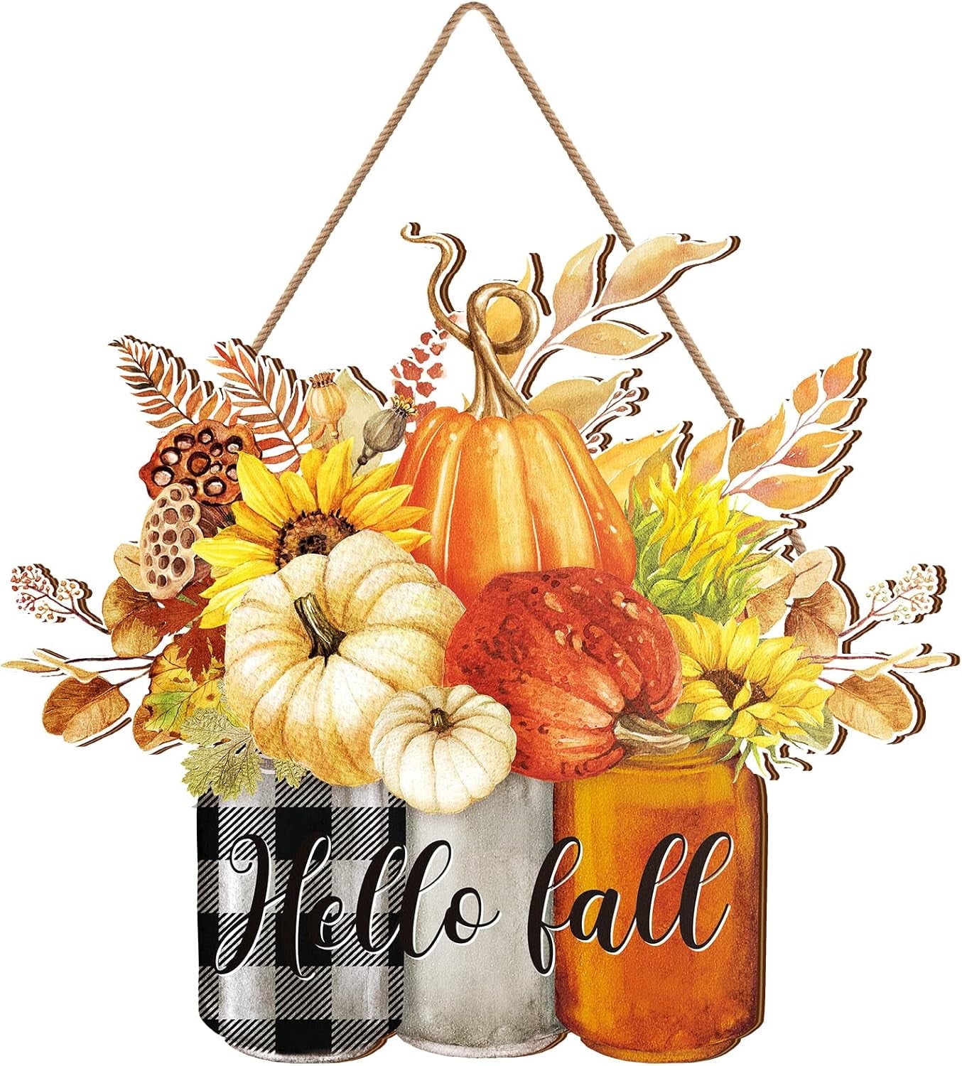 Autumn Pumpkin Door Sign - Wooden Fall Decor for Home and Porch