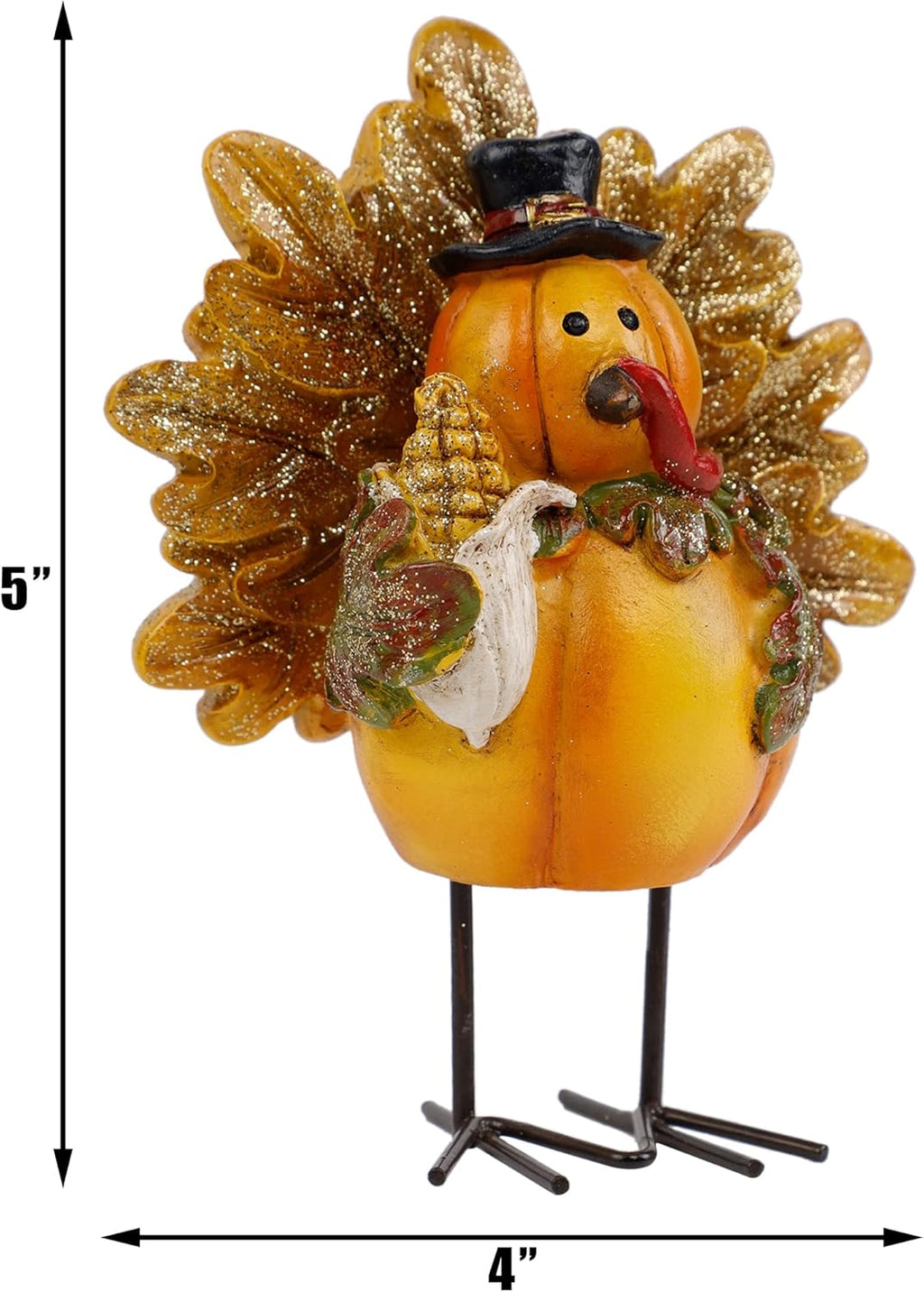 Thanksgiving Turkey Figurine, Set of 2 Resin Turkey Fall Tabletop Decorations, Standing Turkey Couple Harvest Decor for Home Table Kitchen