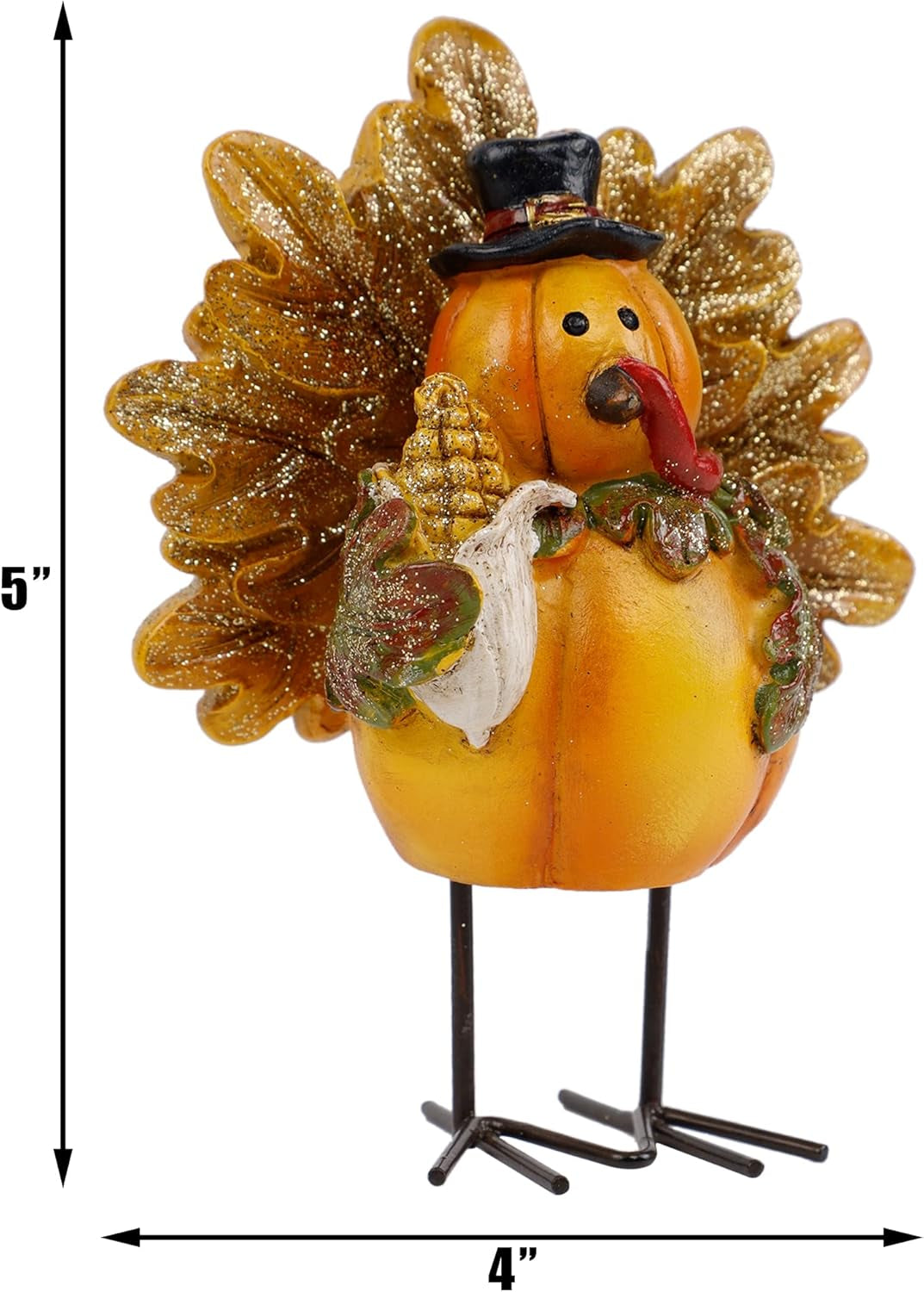 Thanksgiving Turkey Figurine, Set of 2 Resin Turkey Fall Tabletop Decorations, Standing Turkey Couple Harvest Decor for Home Table Kitchen
