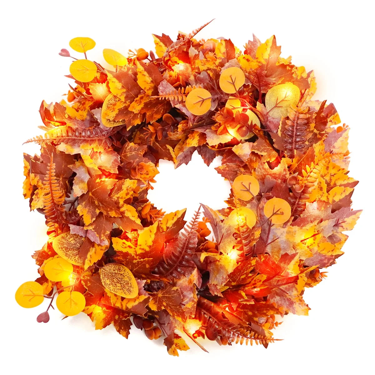Fall Wreath Decoration Thanksgiving Front Door Decor Artificial Rustic Leaf Wreath Farmhouse Pumpkin Sunflower Home Wall Window Festival Wedding Décor 16.9" Design 5