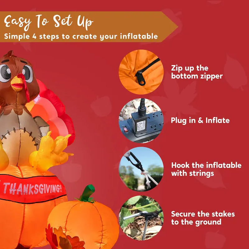 72-Inches Lighted Turkey Free Standing Decoration