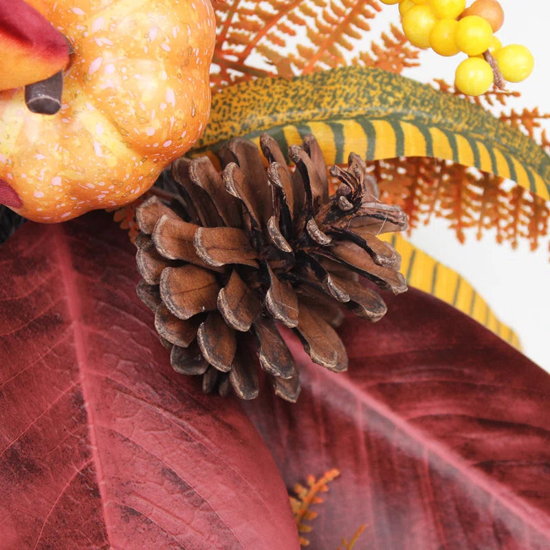 24" Pumpkin & Dahlia Fall Wreath - Autumn Outdoor Fall Decor