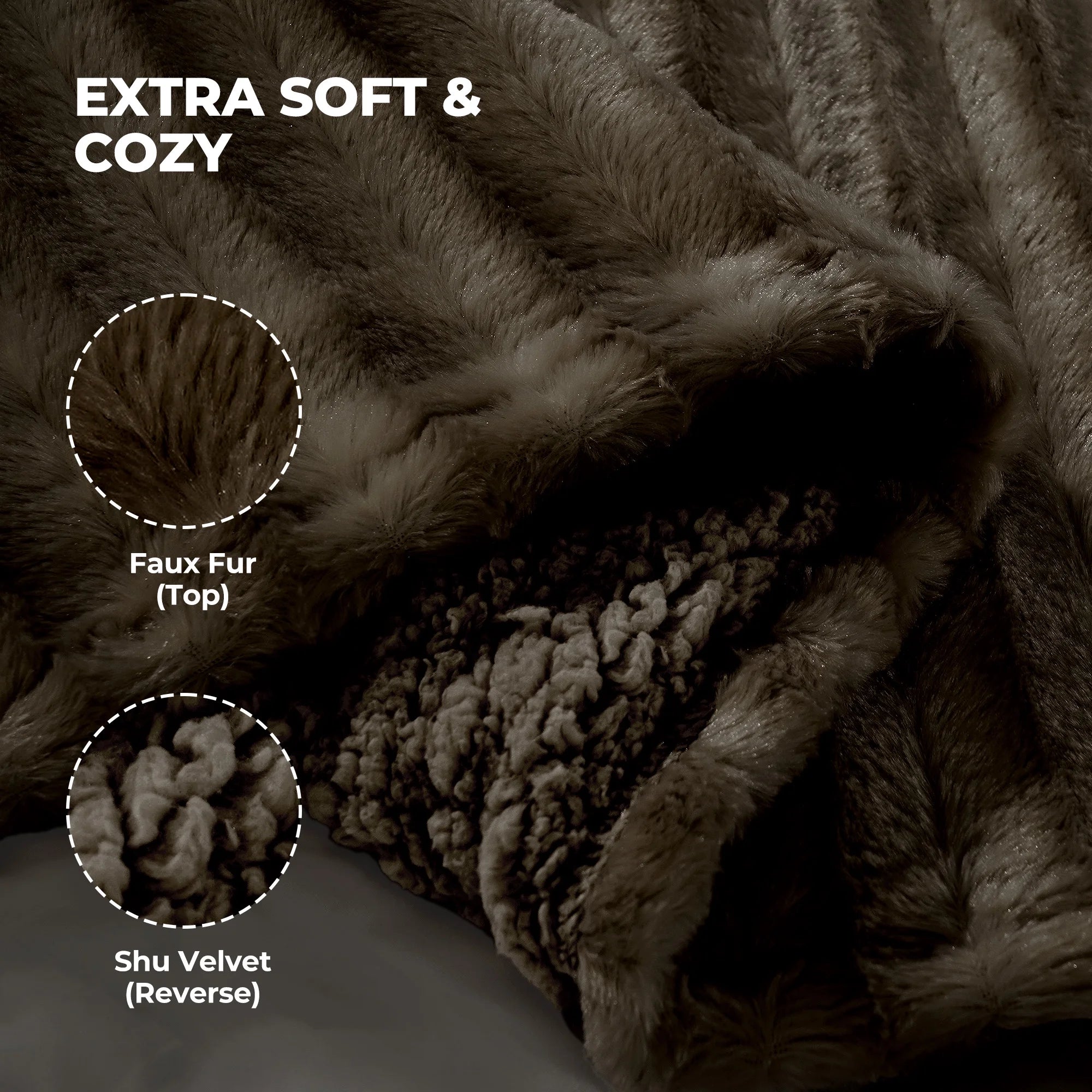 Electric Throw Blanket Extra Large Size, 60" X 70" Soft Faux Fur Heated Throw Blanket, 6 Heating Levels, 4 Hours Timer - Brown